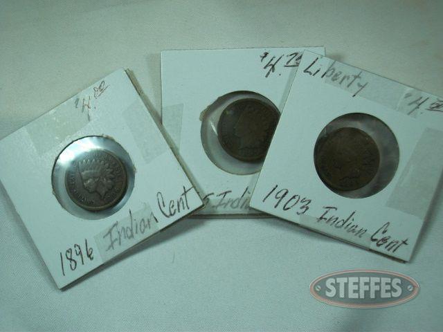 (3) Indian Head Cents, 1895, 1896, & 1903